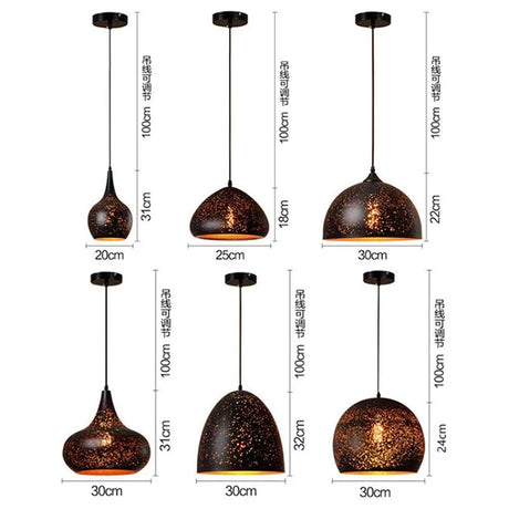 Vintage Pendant Lamp Black Iron Etching Lampshade Bar/Teahouse/Restaurant Indoor Lighting American Creative E27 Pendant Lights