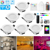 6X 9W RGB+WW+CW 3in1 Smart LED Ceiling Lamp Down Light WIFI/Bluetooth Spotlights Wall Touch/APP/Music Controller Timer Dimmer