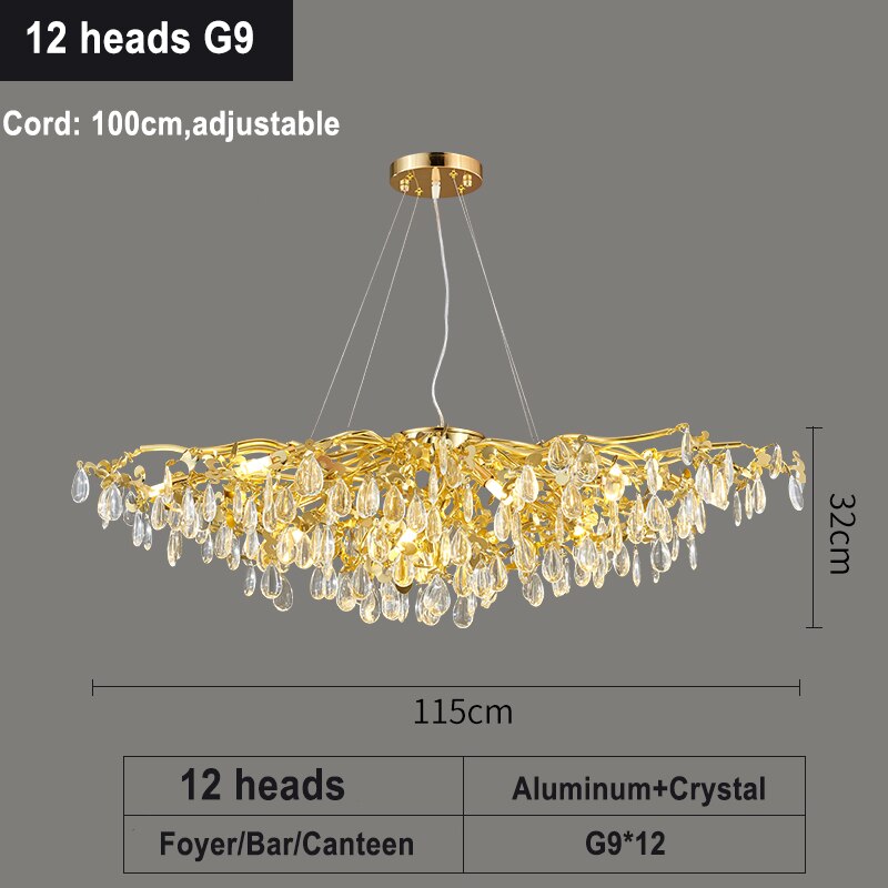 Nordic Luxury Crystal Chandelier Lighting Lustre Ceiling Chandeliers Lamp Living Room Home Decor Hanging Lamp Hotel Chandeliers