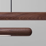 Solid Wood Hanging Lamp Nordic LED Wood Pendant Light Modern Table Long Linear Light Round Hanging Fixtures for Kitchen Island