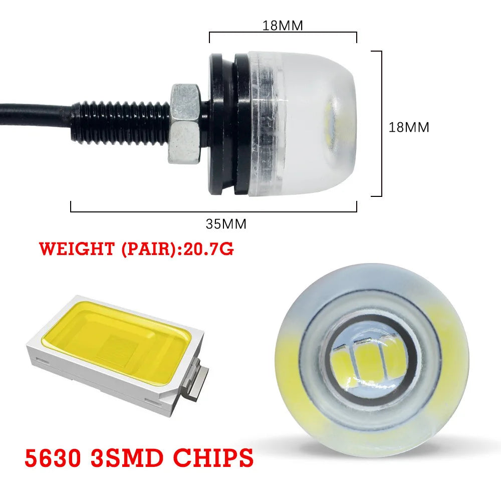 18mm 5630 5730 3 LED DRL Eagle Eye Lamp Daytime Running Lights Warning Fog lights Parking Signal Lamp 12V Yellow Amber White Ice
