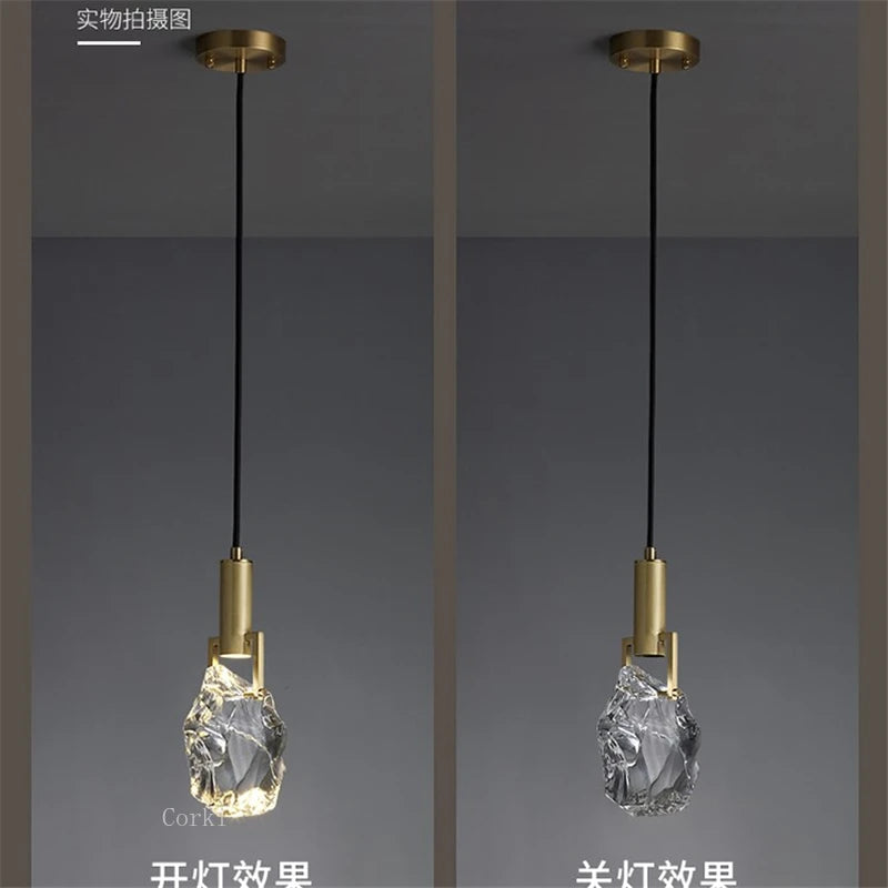 New Crystal Led Pendant lights Nordic luxury brass Dining Room Bar Kitchen suspension Luminaire bedroom bedside Hanging lamp