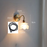 IWHD Flower Glass Copper Wall Lamp Sconce Pull Chain Switch LED Bedroom Bathroom Mirror Stair Light Nordic Modern Wand lamp