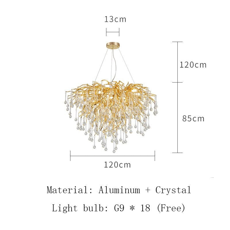 Postmodern Art Gold Crystal Led Chandeliers Luxury Dining Room Lamps Villa Living Room Bedroom Hotel Indoor Lighting Suspension