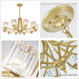 Modern Crystal Chandeliers Luxury 8-Light Chandelier Lighting Flush Mount Ceiling Lights Kitchen Island Hanging Pendant Light