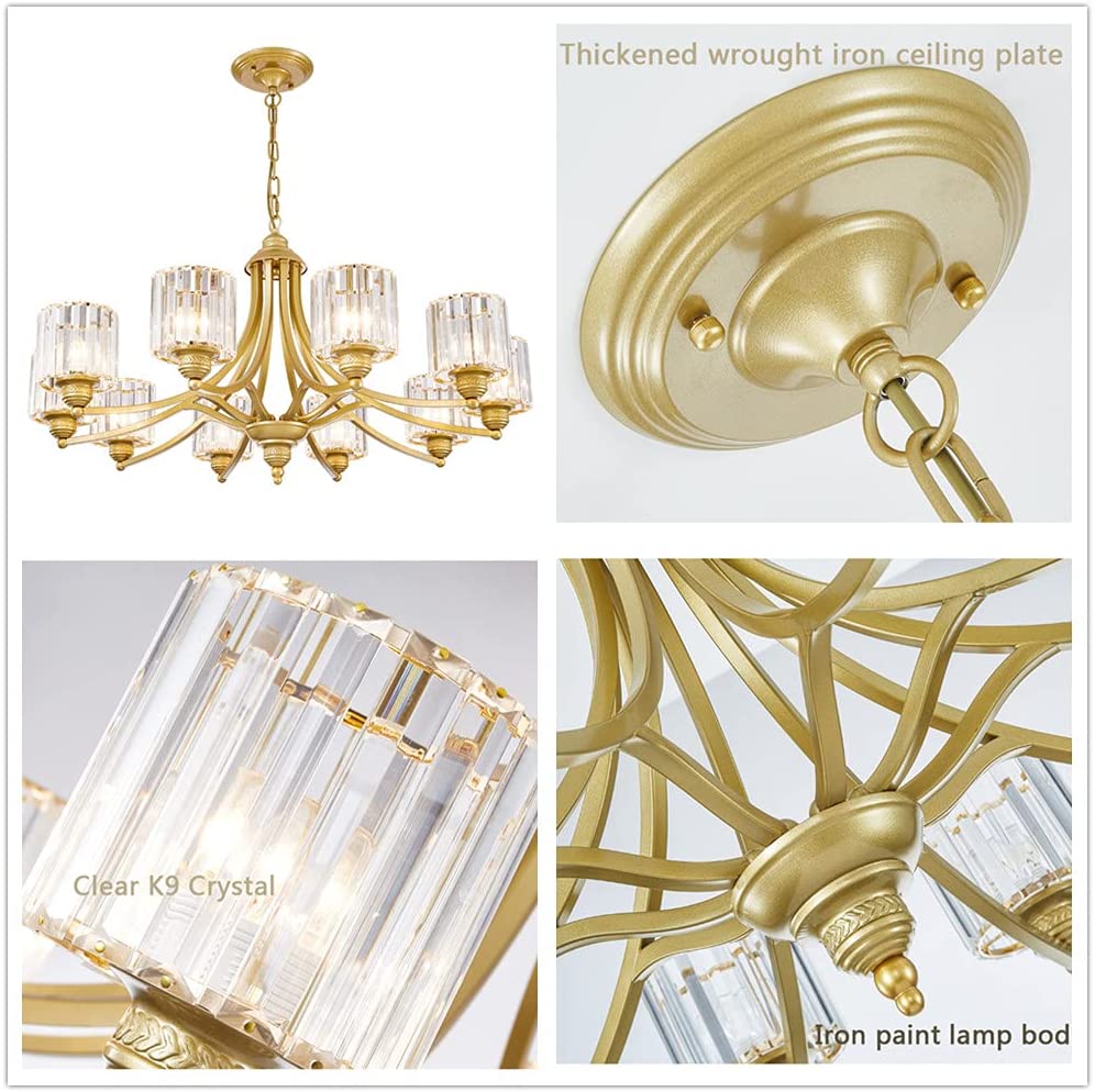 Modern Crystal Chandeliers Luxury 8-Light Chandelier Lighting Flush Mount Ceiling Lights Kitchen Island Hanging Pendant Light