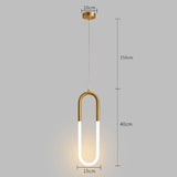 Brass U-shaped tube LED pendant lights Bedroom Bedside Long-line hanging lamp Kitchen Island Dining table Home Decor Luminaires