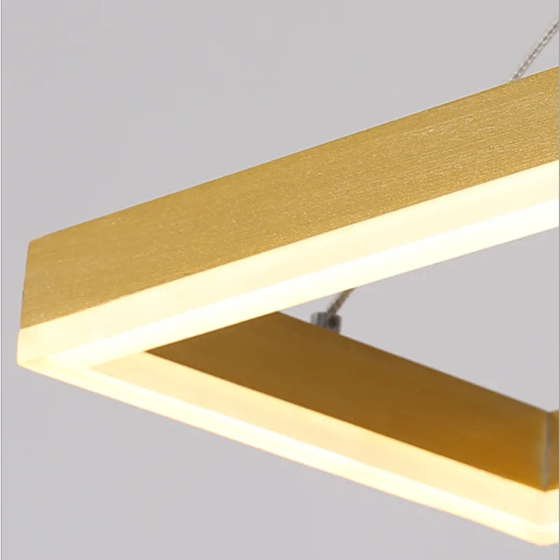 Rectangular chandelier Aluminum LED deco design Nordic style lamp Acrylic for Indoor bedroom Kitchen Island gold chandelier