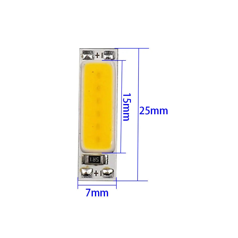 25x7mm COB LED Light  1W 3V LED Lamp Chip 25mm Super Tiny Bar Lights Warm Cold white for DIY Electronic products Signal Lighting
