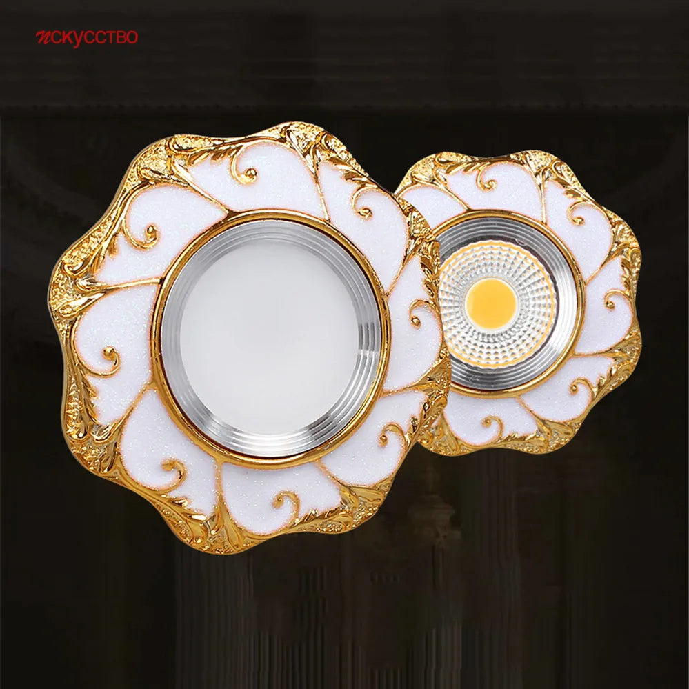 American Luxury Gold Garland Rhombus Resin Downlights For Living Room Kitchen Corridor Indoor Decoration Recessed Spots Lamp