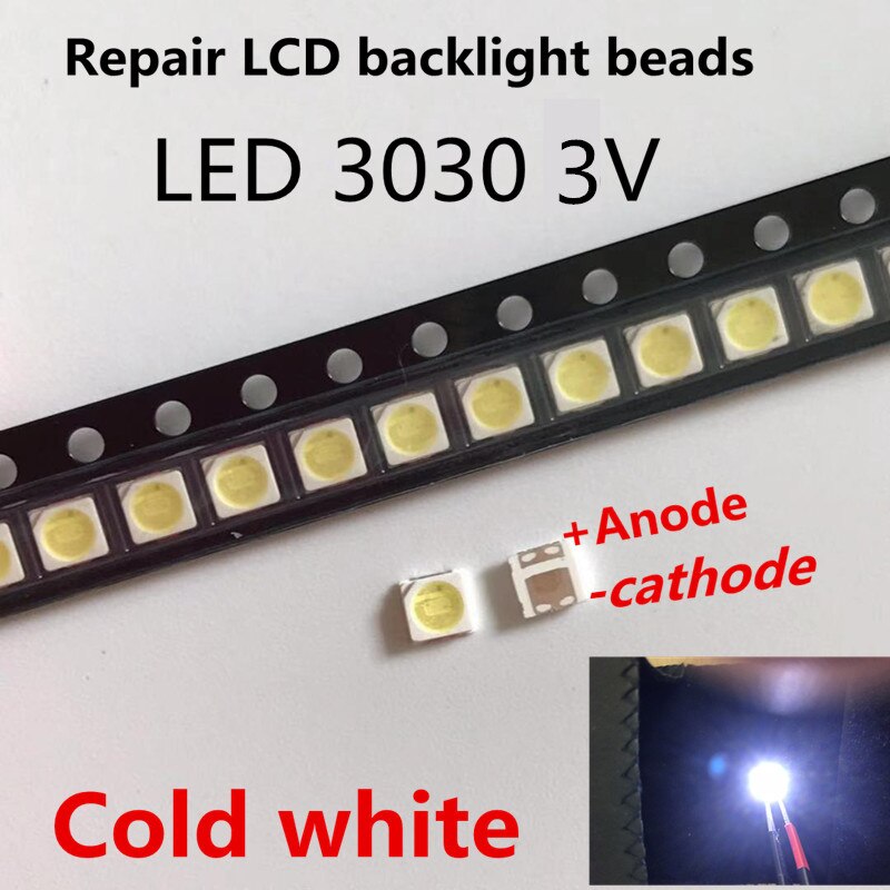 LEXTAR 100pcs/LED backlight 1 w 3030 3 v cool white 80-90LM TV application