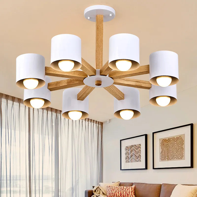 Nordic Simple Personality Creative  Living Room Lights Oak Macaron Home Lighting Chandeliers Restaurant / Bedroom / Study E 27
