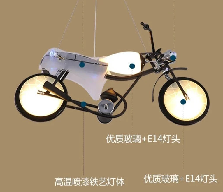 Industrial air chandelier creative personality motorcycle chandelier children&#39;s room boys bedroom restaurant Chandelier