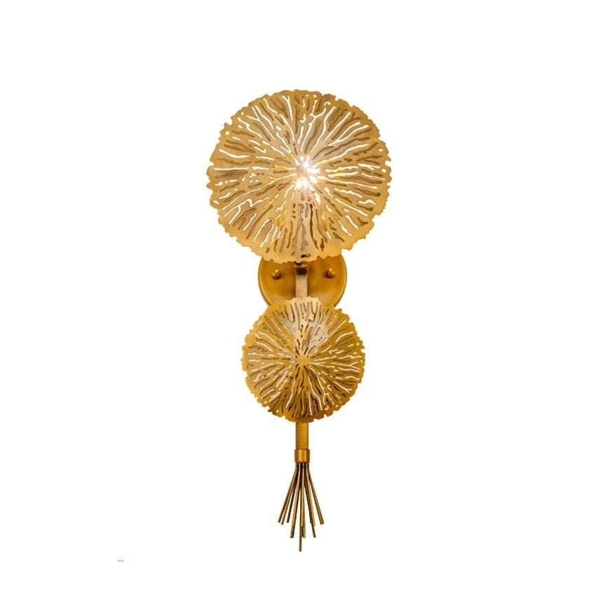 Nordic Gold Lotus Leaf Wall Lamp Led Mirror Wall Sconce Light for Bedroom Kitchen Stair Home Fixtures Industrial Decors Luminaire