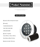 IP68 LED Underground Lamp 6W 9W 12W 15W 18W Recessed Stairs Flood Light Ground Spotlight Waterproof Outdoor Garden 220V 12V 24V