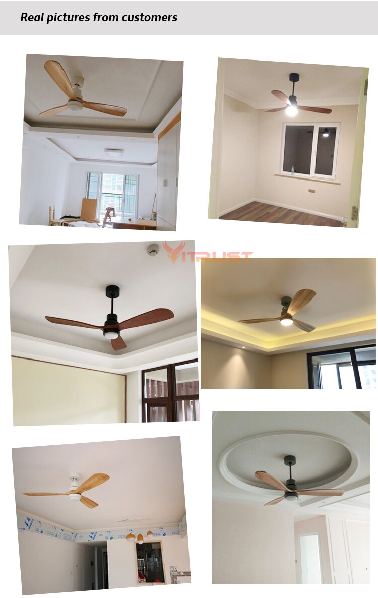 Retro Ceiling Fan Light LED Fan Chandelier Wooden LED Flush Mount Ceiling Light Fixtures  Simple Ceiling Fan 42/52 inch