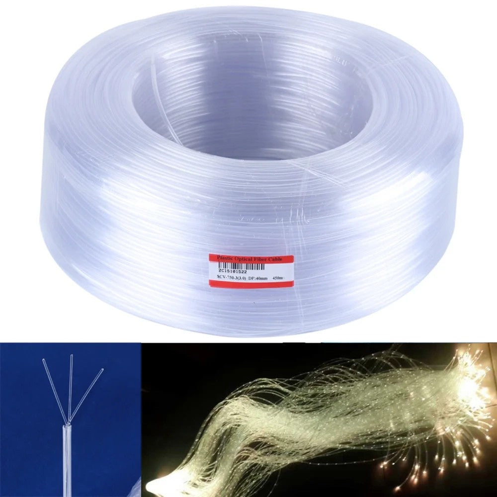 450m Roll 0.75mm Sparkle Flash Point Fiber Optic Cable - 3-Strand PMMA Plastic Wire for DIY Starry Sky & Sensory Lighting