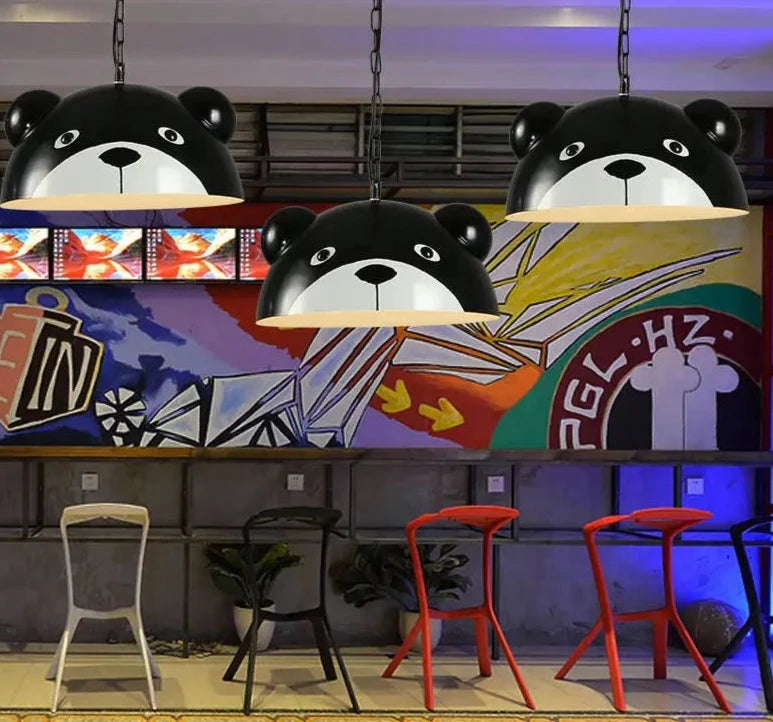 American children bedroom panda pendant lights kids cartoon nursery study hanging lamp creative home deco kitchen led luminaire