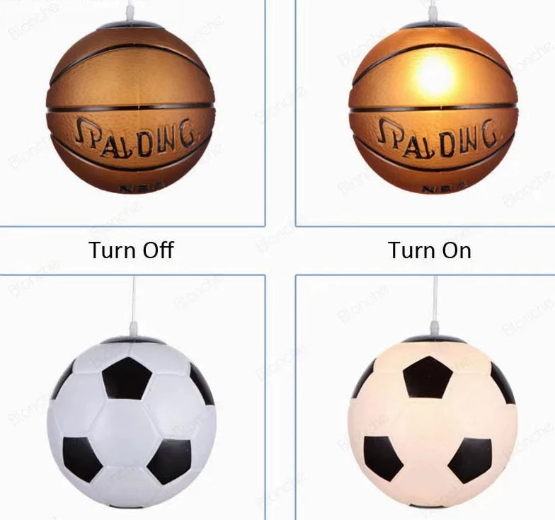 Basketball Football Glass Pendant Lights Modern Led Sport Hanging Lamp for Children&#39;s Room Kids Bedroom Home Loft Decors Luminaie