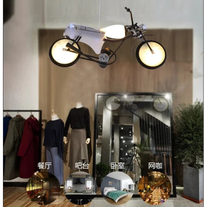 Industrial air chandelier creative personality motorcycle chandelier children&#39;s room boys bedroom restaurant Chandelier