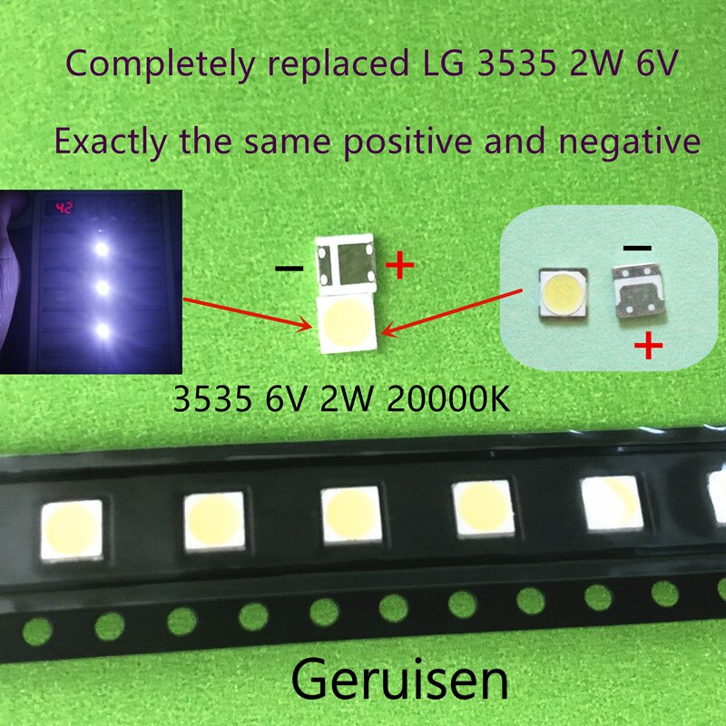 200pcs FOR LCD TV repair LG led TV backlight strip lights with light-emitting diode 3535 SMD LED beads 6V LG 2W