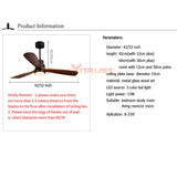 Retro Ceiling Fan Light LED Fan Chandelier Wooden LED Flush Mount Ceiling Light Fixtures  Simple Ceiling Fan 42/52 inch