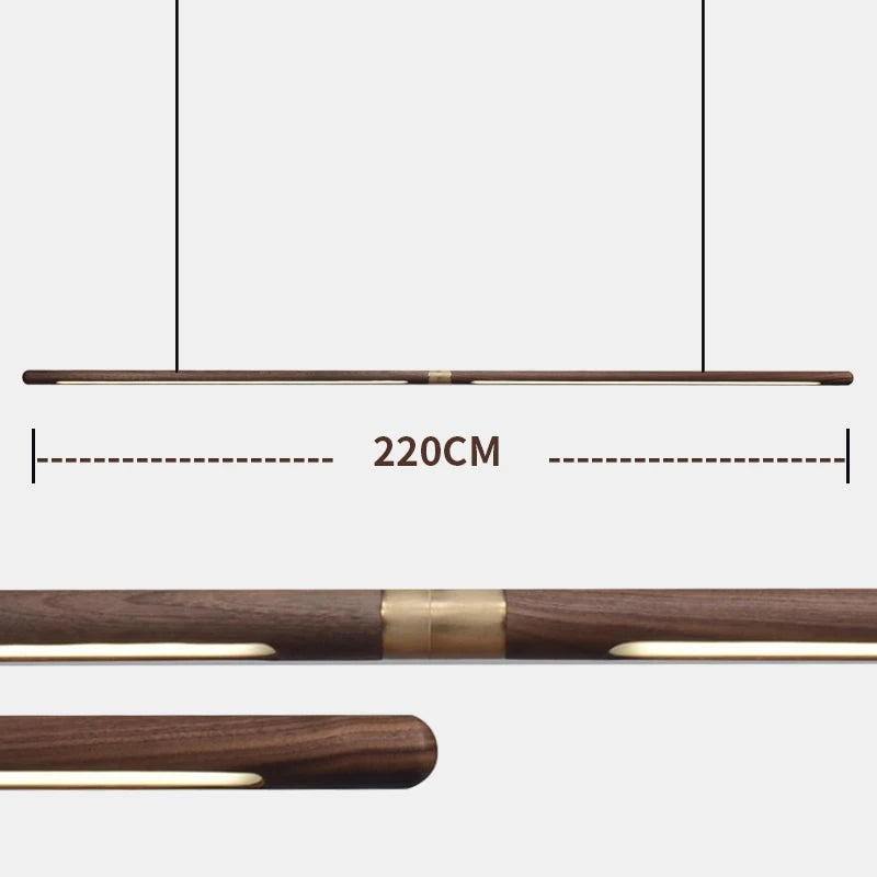 Designer Nordic Restaurant Bar Wood Pendant Lights Black Walnut Minimalist Long Strip Led Hanglamp Home Decor Dining Room Lights