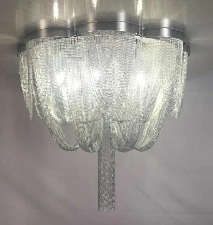 Modern light luxury tassel art personality creative meal dining room living room round led ceiling light