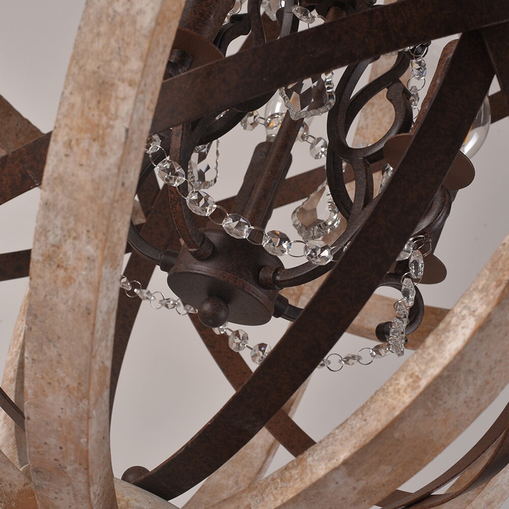 Retro Chandelier Lighting Industrial Hanging Pendant Lamp Globe Dining Living Room Wood Farmhouse Vintage Island Light