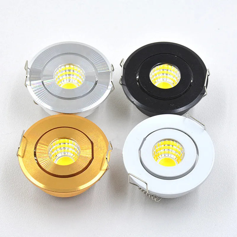 Mini 5W Led Spotligh COB Dimmable 230v LED Downlight Satin Nickel Miniature Jewelry Display 40mm Cut Hole Cabinet Lamp