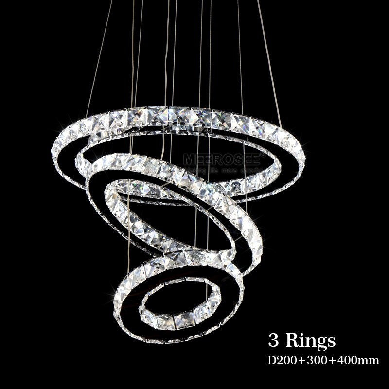 LED Crystal Chandelier Light Modern LED Circle Chandelier Lamp Hanging Lustres LED Ring Lighting Home Decoration