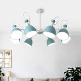 Apartment Blue iron chandelier ceiling fixtures for Teen's bedroom kid's lighting showcase playroom lampe shade mini E27 lustres