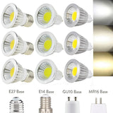 Dimmable High-Power COB LED Spotlight Bulb (6W/9W/12W) - GU10 E27 E14 MR16 Base Lamp (AC/DC 12V, 110V, 220V)