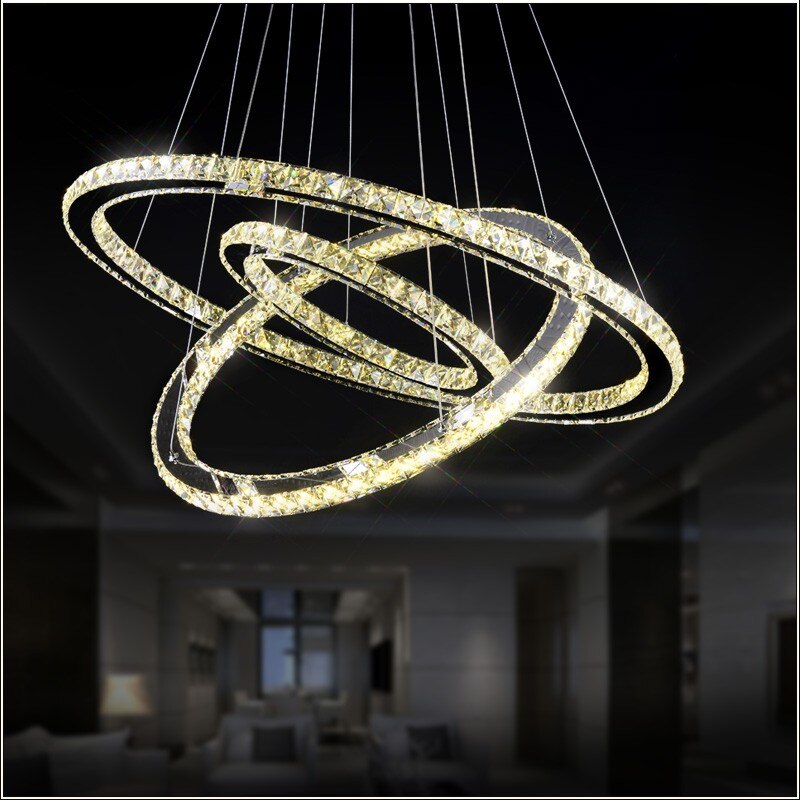 LED Crystal Chandelier Light Modern LED Circle Chandelier Lamp Hanging Lustres LED Ring Lighting Home Decoration
