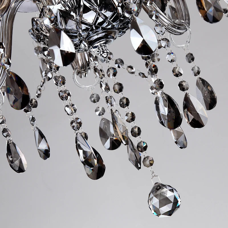 Modern Smoky Grey Fashion Luxury Large Crystal Chandelier Light Living Room Bedroom Hotel Villa Lustre Cristal Fixture