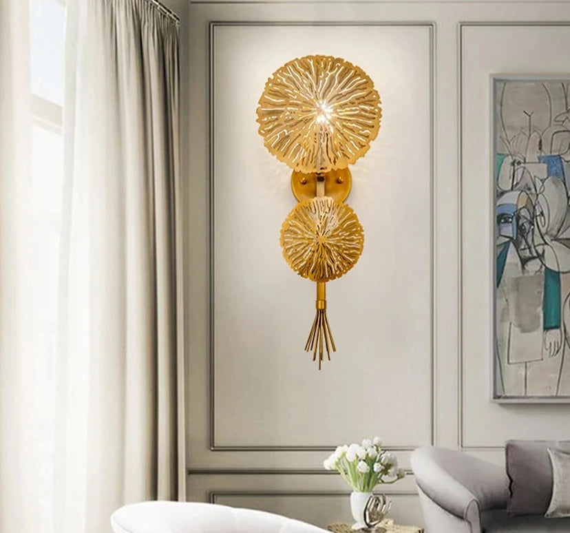Nordic Gold Lotus Leaf Wall Lamp Led Mirror Wall Sconce Light for Bedroom Kitchen Stair Home Fixtures Industrial Decors Luminaire