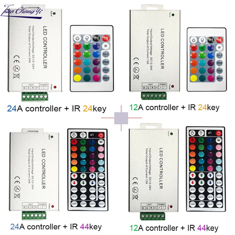 12A 144W 24A  288W 24key 44key DC12-24V IR wireles Remote Led RGB Controller 44key IR Dimmer for 3528 5050 RGB led strip light