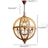 Retro Chandelier Lighting Industrial Hanging Pendant Lamp Globe Dining Living Room Wood Farmhouse Vintage Island Light