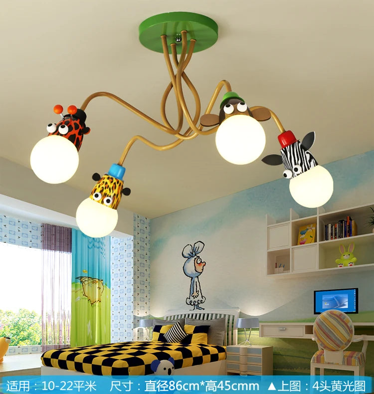 Novelty Led White Bulb Ceiling Lights Cartoon Animal Monkey Zebra Giraffe Children Kids Bedroom Room Lamps Hang Pendent Light