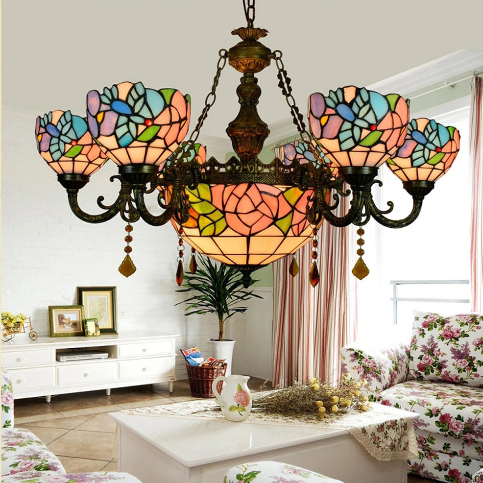 LED E27 Tiffany Glass Alloy LED Lamp LED Light Pendant Lights Pendant Lamp Pendant Light for Dining Room Foyer