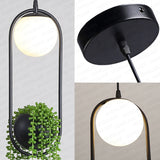 DIY Ring Plant Pendant Lights Black Flower Pot Hanging Lamp Dining Room Bar Restaurant Home Decor Lighting Fixtures