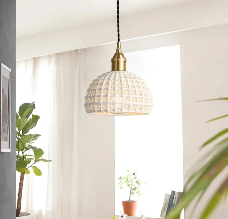 Nordic Japan Style Pendant Lights Fixtures Dinning Living Room Light White Ceramic Copper Vintage Pendant Lamp Hang lamp
