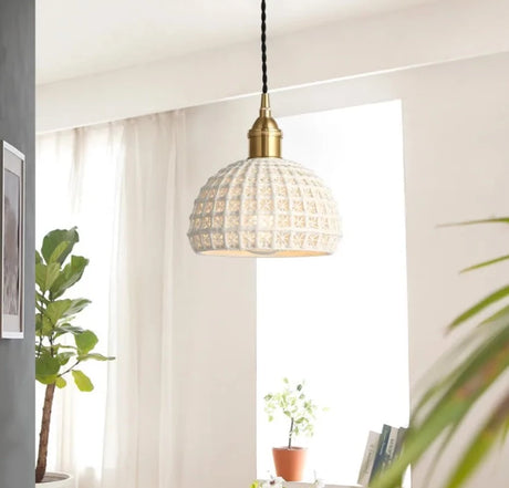 Nordic Japan Style Pendant Lights Fixtures Dinning Living Room Light White Ceramic Copper Vintage Pendant Lamp Hang lamp