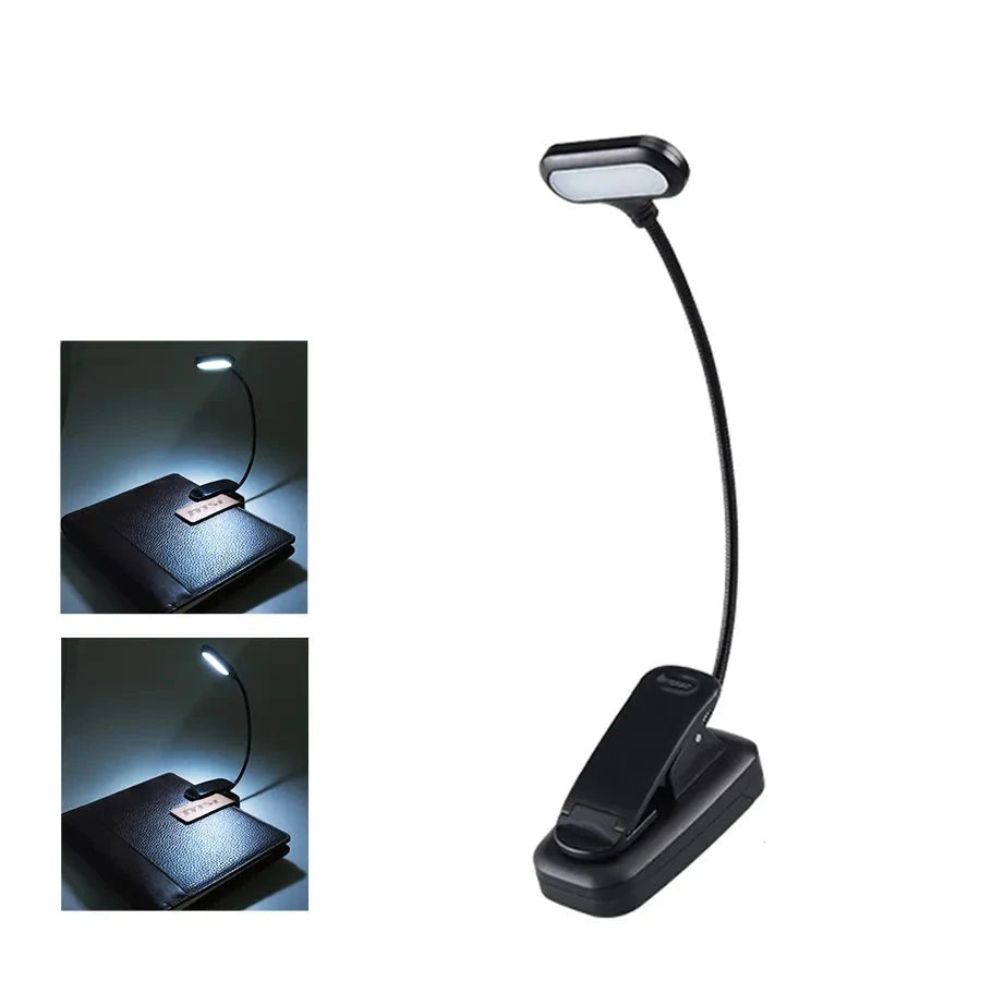 Adjustable LED Book Light With Goosenecks Clip 5 LEDs AAA Battery Powered Flexible Night Reading Desk Lamp Notebook Cool White