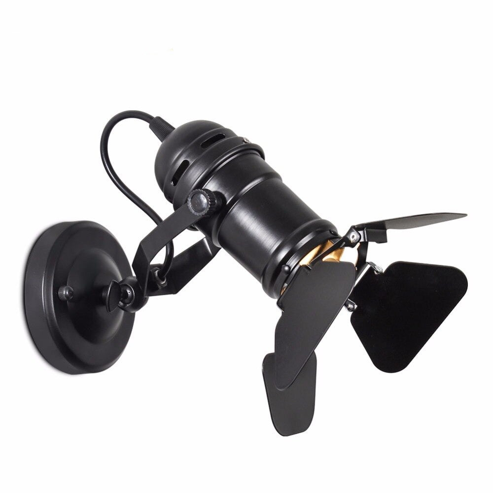 LED Retro Track Light Hotel Restaurant Bar Four-Page Blackout Spotlight Iron Industrial Style Loft Hallway Studio Ceiling Light