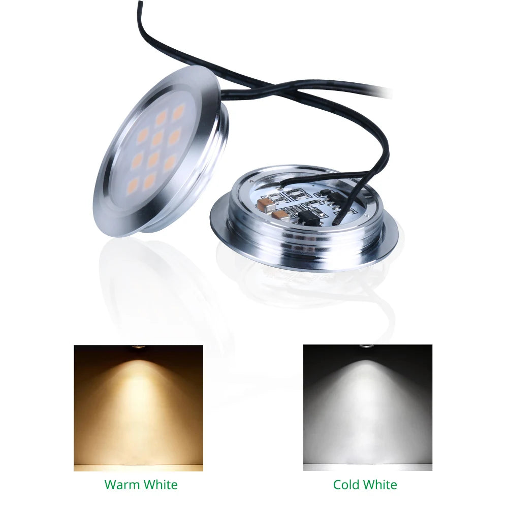 110V 220V Driverless LED Under Cabinet Light Closet Shelf Lighting Kitchen Puck Cupboard Lamps Counter Showcase Bookshelf Lamp