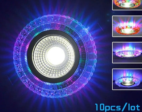 10pcs/lot Ultra Slim Round Concealed Color phantom LED Panel Light 3W 5W 7W 9W Lamp Acrylic Downlight AC110 220V indoor light