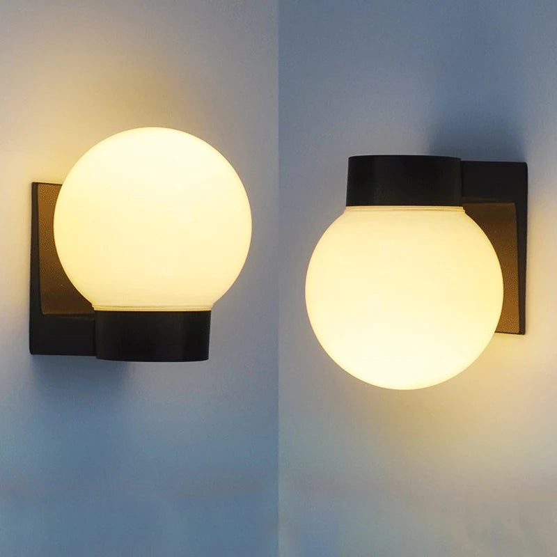 Modern Ball Outdoor Wall Lamp Garden Glass Balcony Aisle Step Lights Corridor Street Garden Fence Park Lighting Built lamp