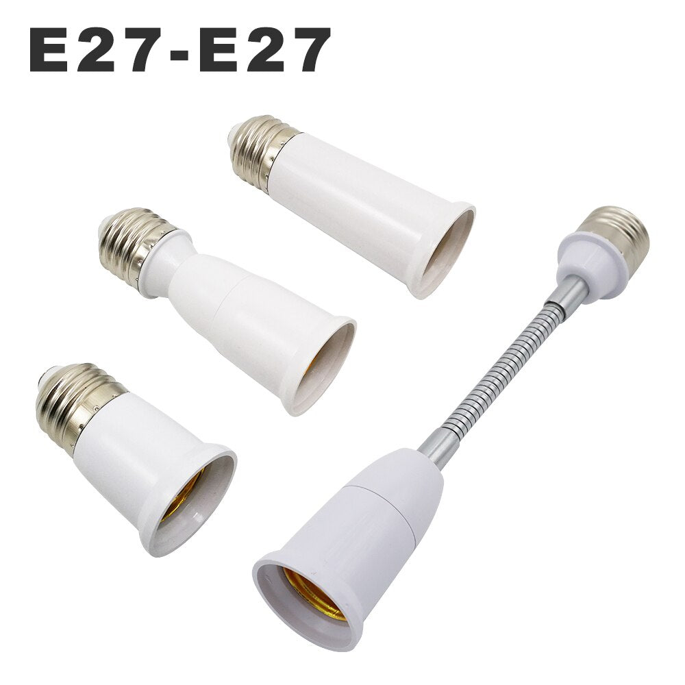 E27 To E27 Lamp Base Extender 65mm 95mm 197mm Lamp Holder Converter E27-E27 Flame Retardant Lamp Socket Adapter For Light Bulb