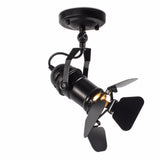 LED Retro Track Light Hotel Restaurant Bar Four-Page Blackout Spotlight Iron Industrial Style Loft Hallway Studio Ceiling Light